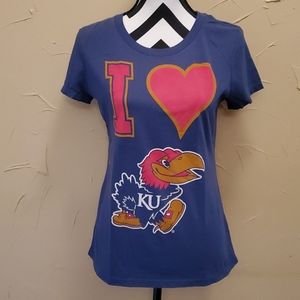 University T I Love KU Jayhawks Tshirt NWOT Med